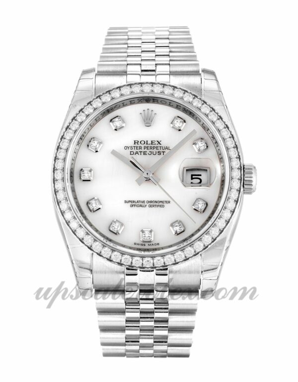 Caixa Feminina Rolex Datejust 116244 36mm Movimento automático madrepérola - Mostrador de diamante branco