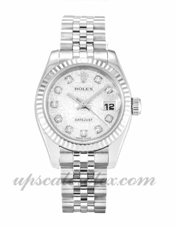 Senhoras Rolex Datejust Lady 179174 26 mm caso movimento automático Silver Jubilee Diamond Dial