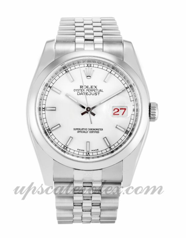 Rolex Datejust 116200 Men 36mm Caixa Movimento Automático Mostrador Branco