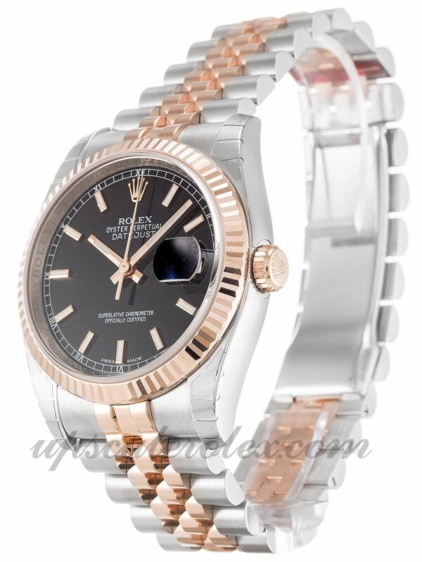 Rolex Datejust Mens 116231 36mm Caixa Movimento Automático Grau 316 Aço Inoxidável e Ouro Rosa - Image 2