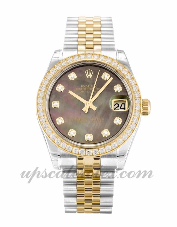 Senhoras Rolex Datejust Lady 178383 31 mm caixa preta madrepérola movimento automático - dial de diamante