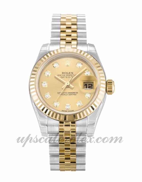 Senhoras Rolex Datejust Lady 179173 caixa 26mm Movimento automático Champagne Diamond dial