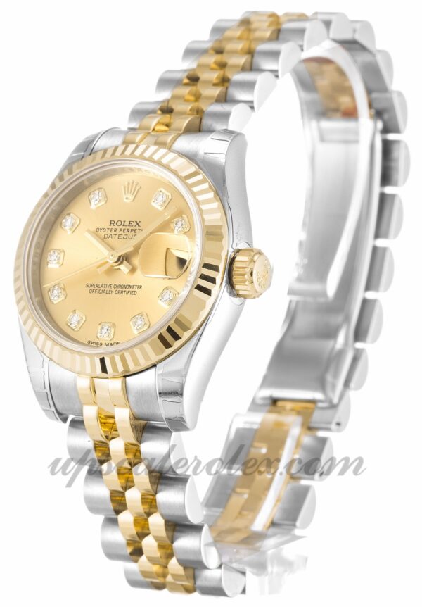 Senhoras Rolex Datejust Lady 179173 caixa 26mm Movimento automático Champagne Diamond dial - Image 3