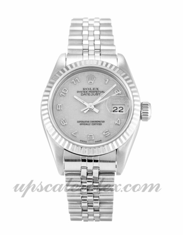 Senhoras Rolex Datejust Lady 69174 caixa 26 mm Movimento automático dial prata Jubileu