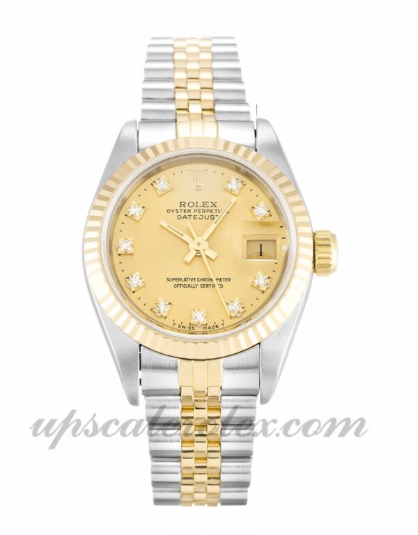 Senhoras Rolex Datejust Lady 69173 caixa 26mm Movimento automático Champagne Diamond dial