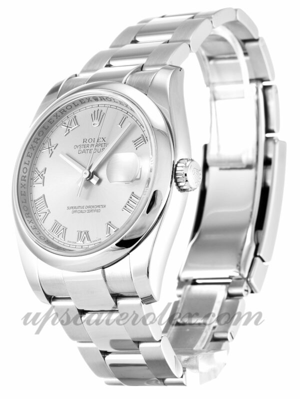 Caixa masculina Rolex Datejust 116200 36 mm Movimento automático mostrador prateado - Image 2