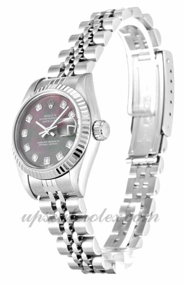 Estojo feminino Rolex Datejust Lady 79174 26 mm preto madrepérola movimento automático - mostrador de diamante - Image 2