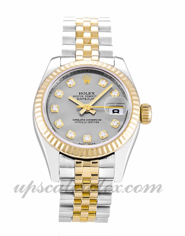 Senhoras Rolex Datejust Lady 179173 caixa 26 mm Movimento automático mostrador prata com diamantes
