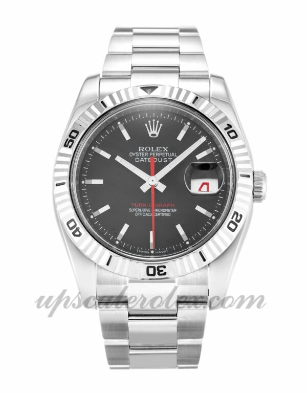 Caixa masculina Rolex Turn-O-Graph 116264 36mm Movimento automático Dial cinza