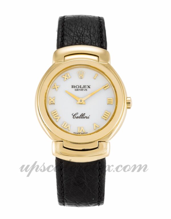 Senhoras Rolex Cellini 6621/8 26 MM caixa movimento quartzo mostrador branco