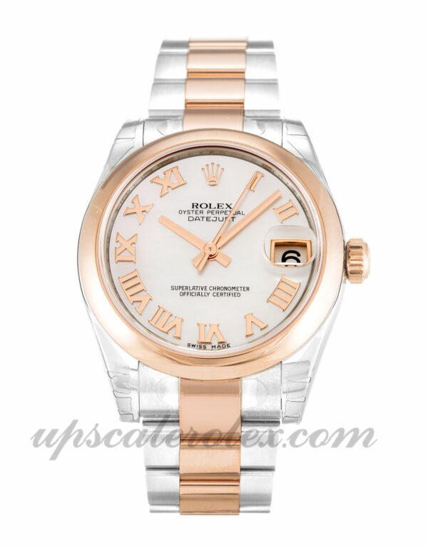 Caixa Unissex Rolex Mid-Size Datejust 178241 31 MM Madrepérola Movimento Automático - Mostrador Branco