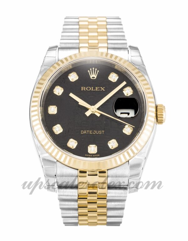 Mens Rolex Datejust 116 233 36 mm caixa movimento automático Black Jubilee Diamond Dial