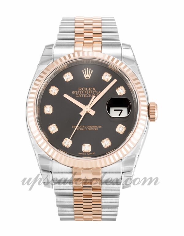 Mens Rolex Datejust 116231 36mm caixa movimento automático Black Diamond Dial
