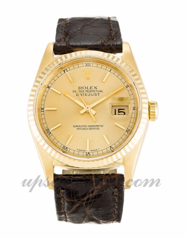 Masculino Rolex Datejust 16238 caixa 36 mm Movimento automático botão Champagne