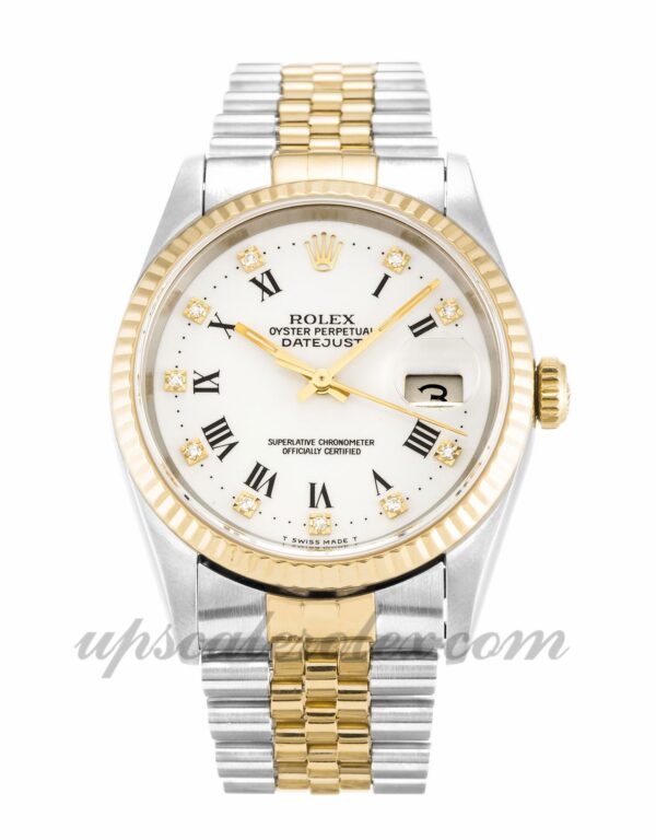 Homens Rolex Datejust 16233 caixa 36 mm Movimento automático Mostrador de diamante branco