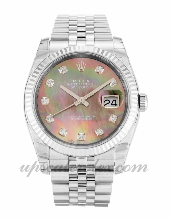 Estojo masculino Rolex Datejust 116234 36 mm preto madrepérola movimento automático - mostrador de diamante