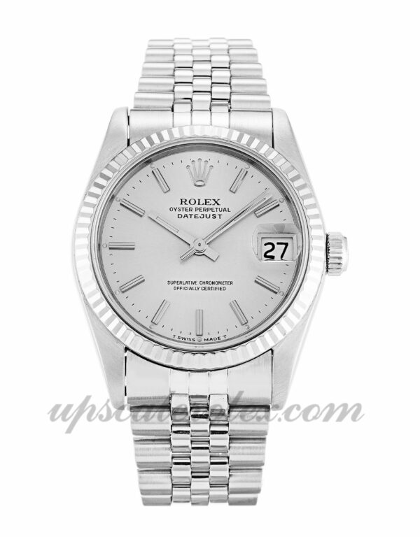 Senhoras Rolex Mid-Size Datejust 68274 31mm Case Movimento Automático Silver Dial