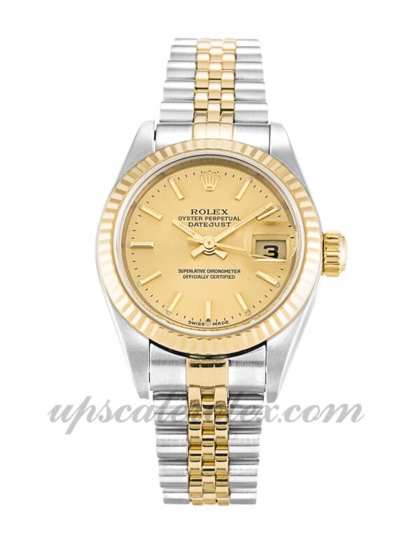 Senhoras Rolex Datejust Lady 79173 caixa 26mm movimento automático botão Champagne