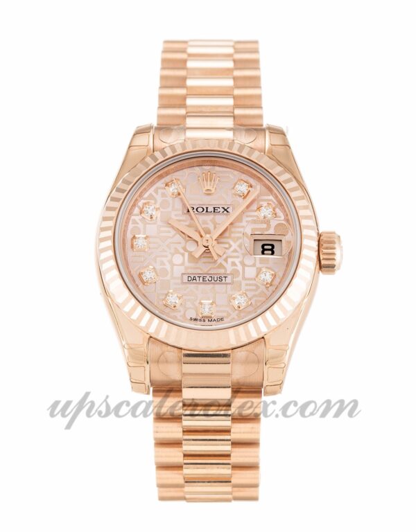 Senhoras Rolex Datejust Lady 179175 caixa 26 mm Movimento automático mostrador em ouro rosa com diamantes (Jubileu)