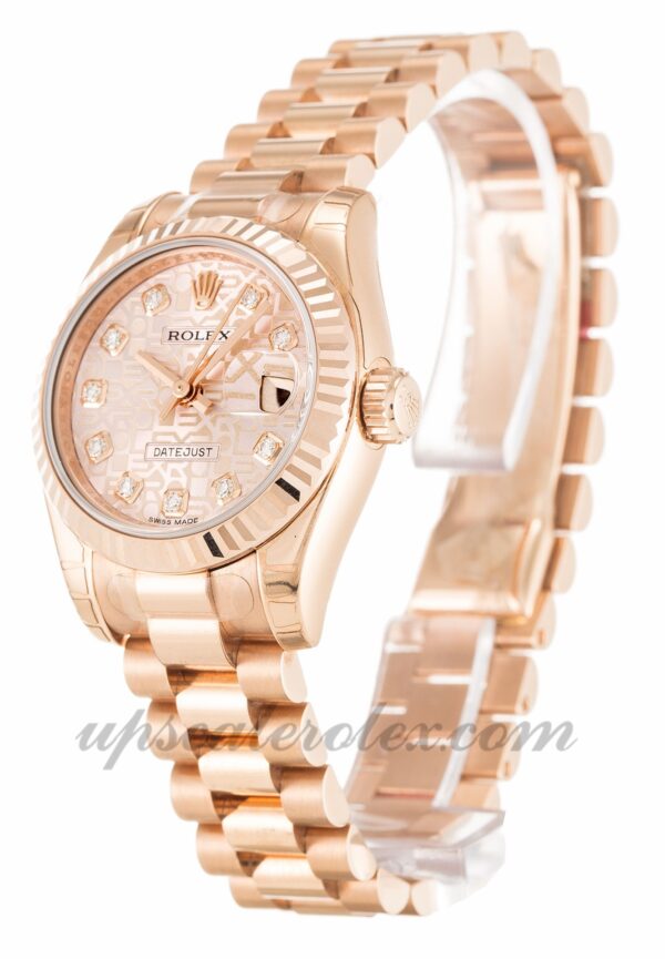 Senhoras Rolex Datejust Lady 179175 caixa 26 mm Movimento automático mostrador em ouro rosa com diamantes (Jubileu) - Image 2