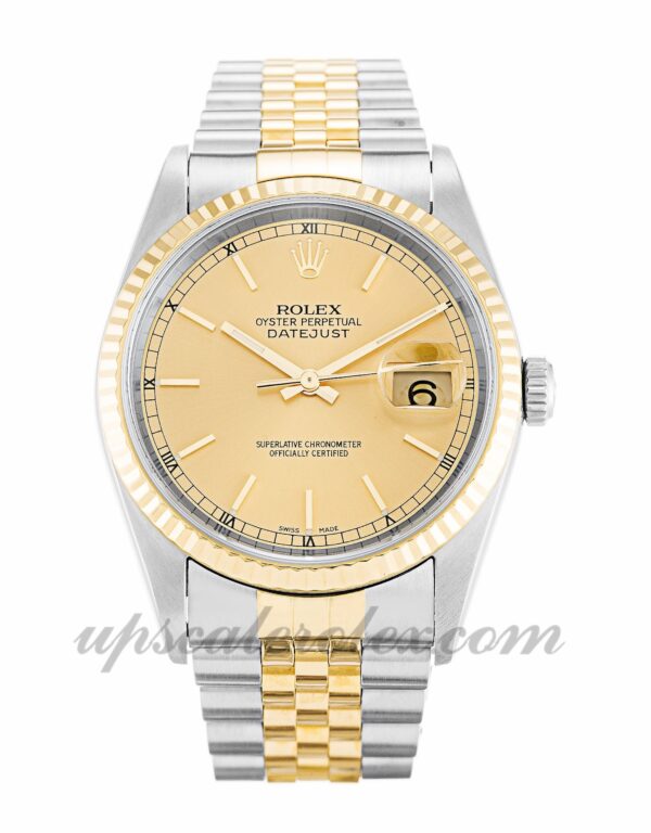 Caixa masculina Rolex Datejust 16233 36 mm Botão champanhe movimento automático