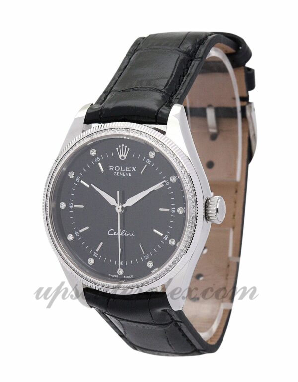 Senhoras Rolex Cellini 5310 caixa 25mm Movimento quartzo aço inoxidável 316 e ouro branco cravejado de diamantes - Image 2