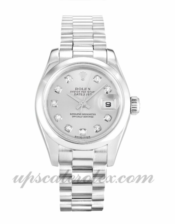 Senhoras Rolex Datejust Lady 179166 caixa 26 mm Movimento automático mostrador prata com diamantes