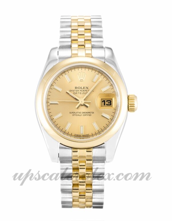 Senhoras Rolex Datejust Lady 179163 caixa 26mm movimento automático botão Champagne