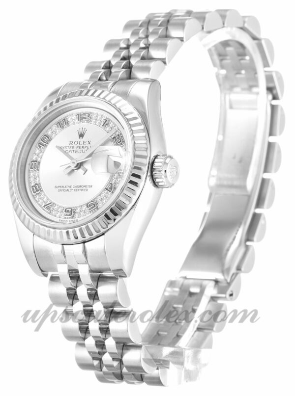 Senhoras Rolex Datejust Lady 179174 caixa 26 mm Movimento automático mostrador prata com diamantes - Image 2
