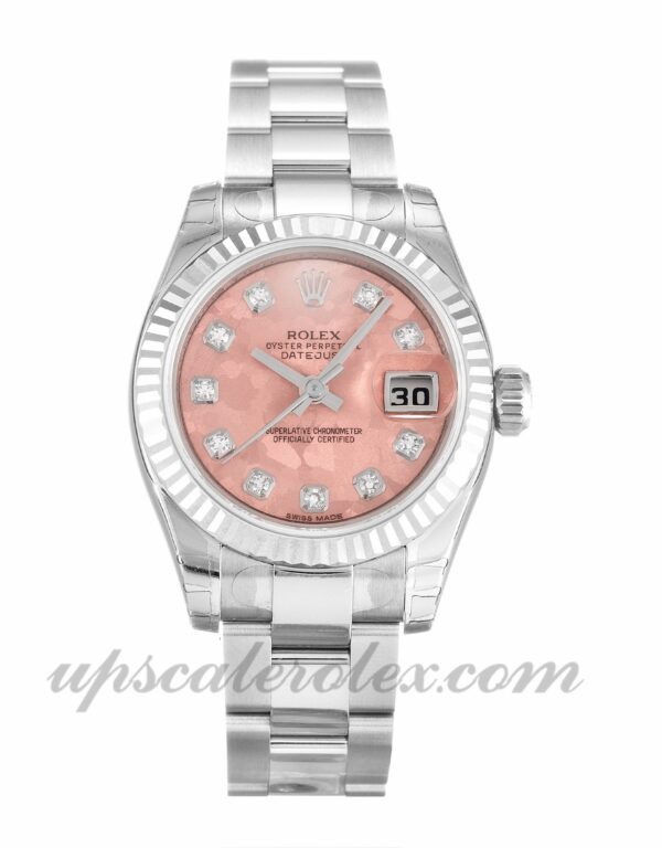 Ladies Rolex Datejust Lady 179174 caixa 26 mm Movimento automático ouro em pó - dial rosa