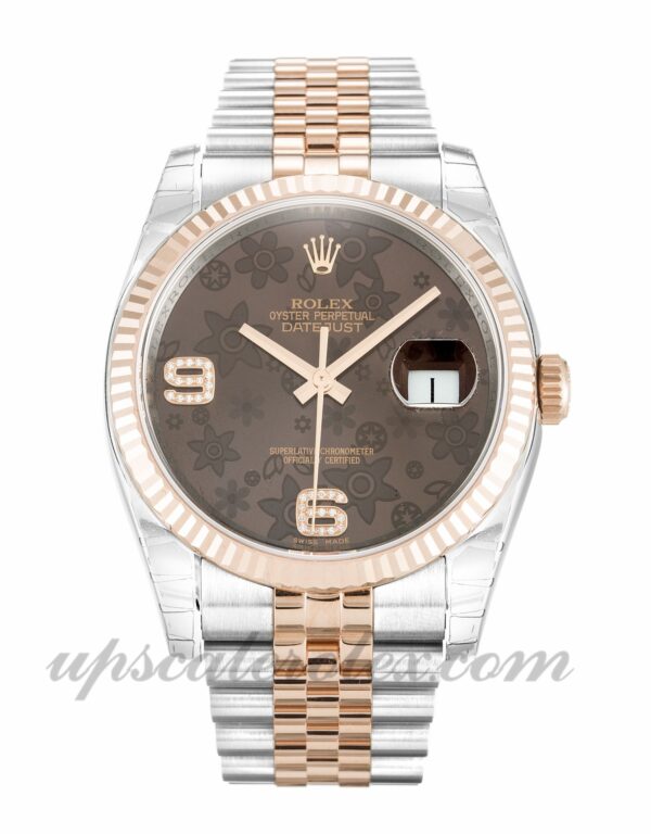 Caixa Unissex Rolex Datejust 116231 36mm Movimento automático Chocolate Floral Diamond Dial