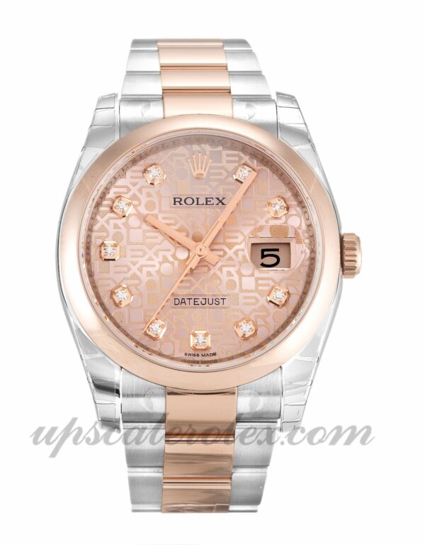 Masculino Rolex Datejust 116201 caixa 36 mm Movimento automático mostrador em ouro rosa com diamantes (Jubileu)