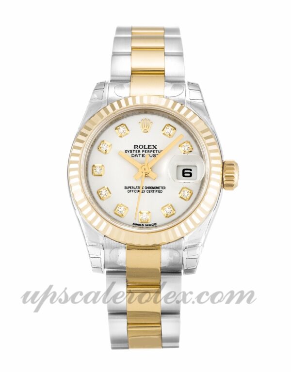 Senhoras Rolex Datejust Lady 179173 caixa 26 mm Movimento automático dial de diamante branco
