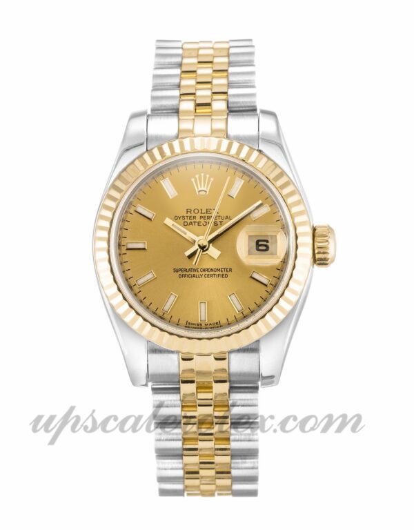 Senhoras Rolex Datejust Lady 179173 caixa 26mm movimento automático botão Champagne