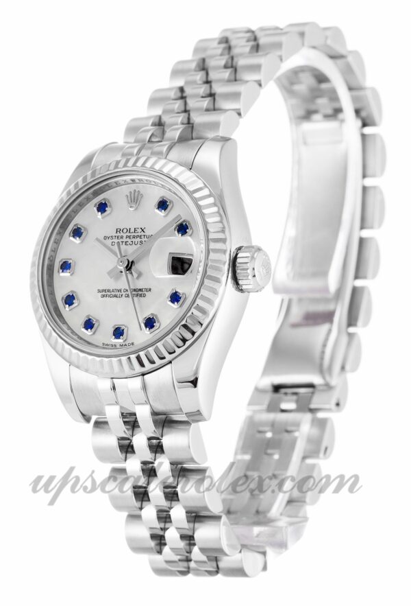 Caixa feminina Rolex Datejust Lady 179174 26 mm Movimento automático madrepérola - Mostrador branco e safira - Image 2