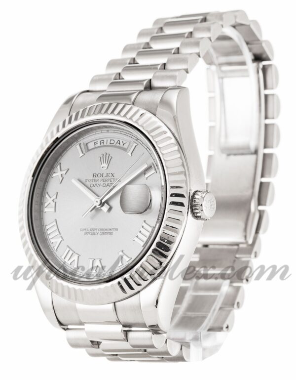 Masculino Rolex Day-Date II 218239 caixa 41 mm Movimento automático mostrador prateado - Image 3