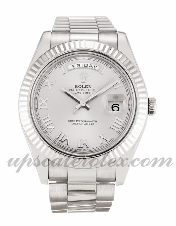 Masculino Rolex Day-Date II 218239 caixa 41 mm Movimento automático mostrador prateado