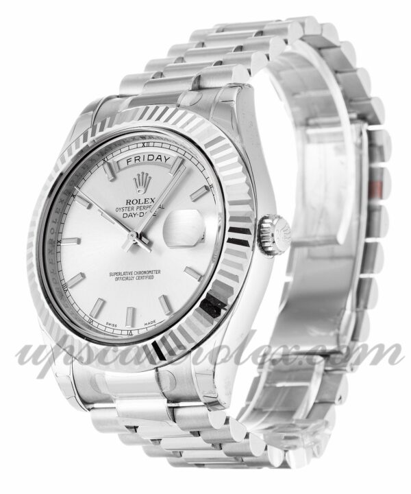 Rolex Day-Date II Mens 41mm Caixa Movimento Automático Silver Dial 218239 - Image 3
