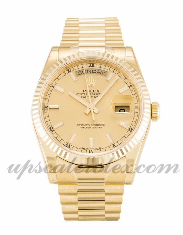 Rolex masculino day-date 118238 36 mm caixa mostrador champanhe movimento automático