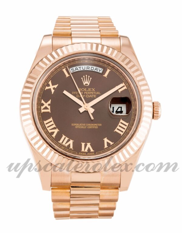 Rolex masculino day-date II 218235 41 mm mostrador de chocolate com movimento automático