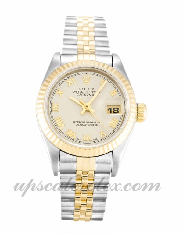 Senhoras Rolex Datejust Lady 69173 caixa 26 mm Movimento automático Ivory Pyramid dial