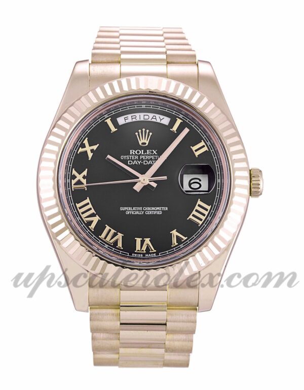 Masculino Rolex Day-Date II Movimento Automático Black Dial 218235 41 MM Estojo