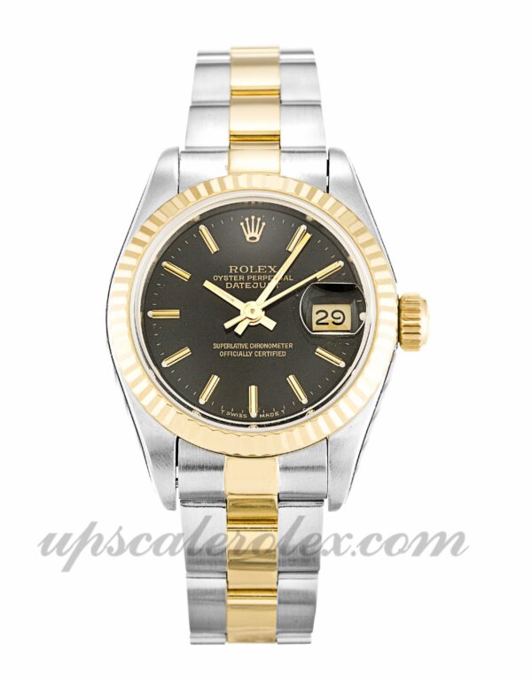 Senhoras Rolex Datejust Lady 69173 caixa 26 mm Movimento automático mostrador preto