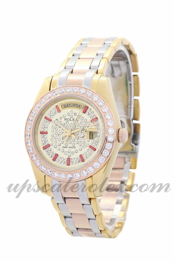 Lady Rolex Day-Date 118346 Caixa de 36 mm Movimento automático Ouro amarelo com diamantes Dial - Image 2