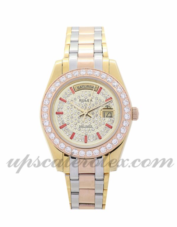 Lady Rolex Day-Date 118346 Caixa de 36 mm Movimento automático Ouro amarelo com diamantes Dial