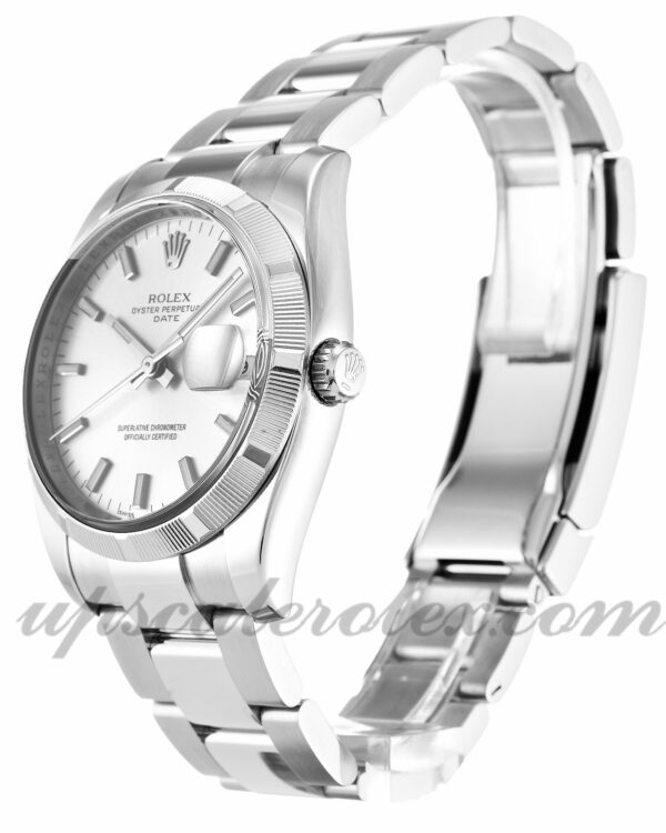 Caixa Unissex Rolex Oyster Perpetual Date 115210 34mm Movimento automático Mostrador prateado - Image 2