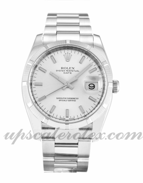 Caixa Unissex Rolex Oyster Perpetual Date 115210 34mm Movimento automático Mostrador prateado