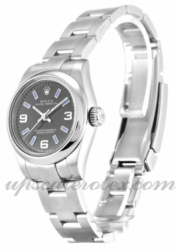 Senhoras Rolex Lady Oyster Perpetual 176200 Movimento Automático 26mm Case Black Quarter Dial - Image 2