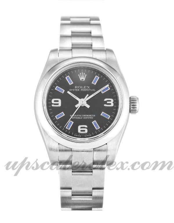 Senhoras Rolex Lady Oyster Perpetual 176200 Movimento Automático 26mm Case Black Quarter Dial