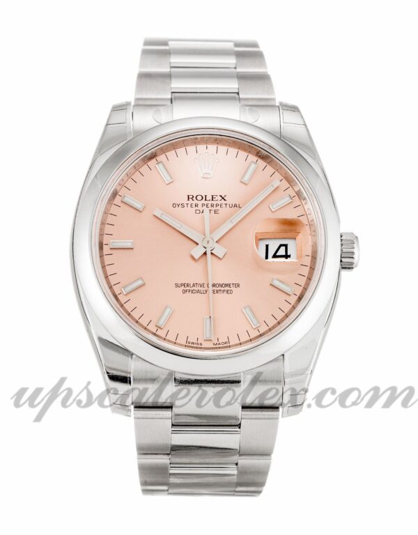 Caixa Unissex Rolex Oyster Perpetual Date 115200 34mm Movimento automático Mostrador salmão